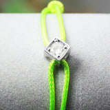 925 Stamp Silver Le Cube Men's Bracelet with Adjustable Rope