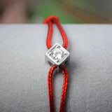 925 Stamp Silver Le Cube Men's Bracelet with Adjustable Rope