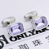 Purple Crystal Button French Cuff Cufflinks