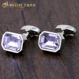 Purple Crystal Button French Cuff Cufflinks