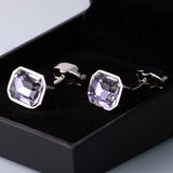 Purple Crystal Button French Cuff Cufflinks