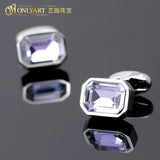 Purple Crystal Button French Cuff Cufflinks