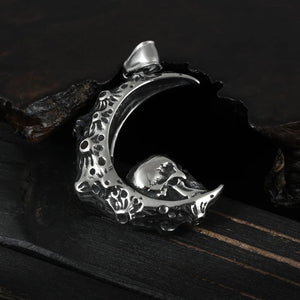 Punk Moon Skull Necklace Pendant Men Gothic Jewelry Boy Gift OSDZ134