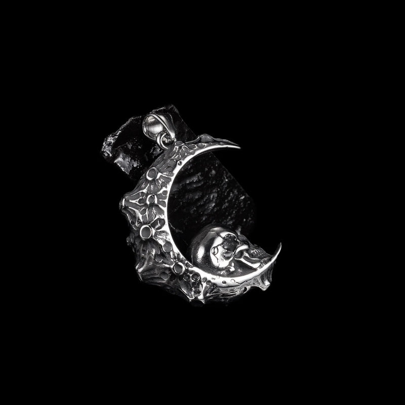 Punk Moon Skull Necklace Pendant Men Gothic Jewelry Boy Gift OSDZ134
