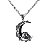 Punk Moon Skull Necklace Pendant Men Gothic Jewelry Boy Gift OSDZ134