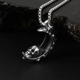 Punk Moon Skull Necklace Pendant Men Gothic Jewelry Boy Gift OSDZ134
