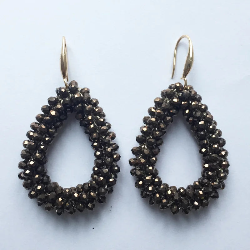 Crystal Dangle Earrings Women Boho Jewelry Water Drop Hanging Earings