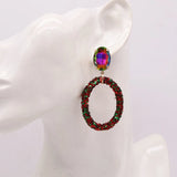 Crystal Pendant Earrings Colorful Party Statement Jewelry Gift