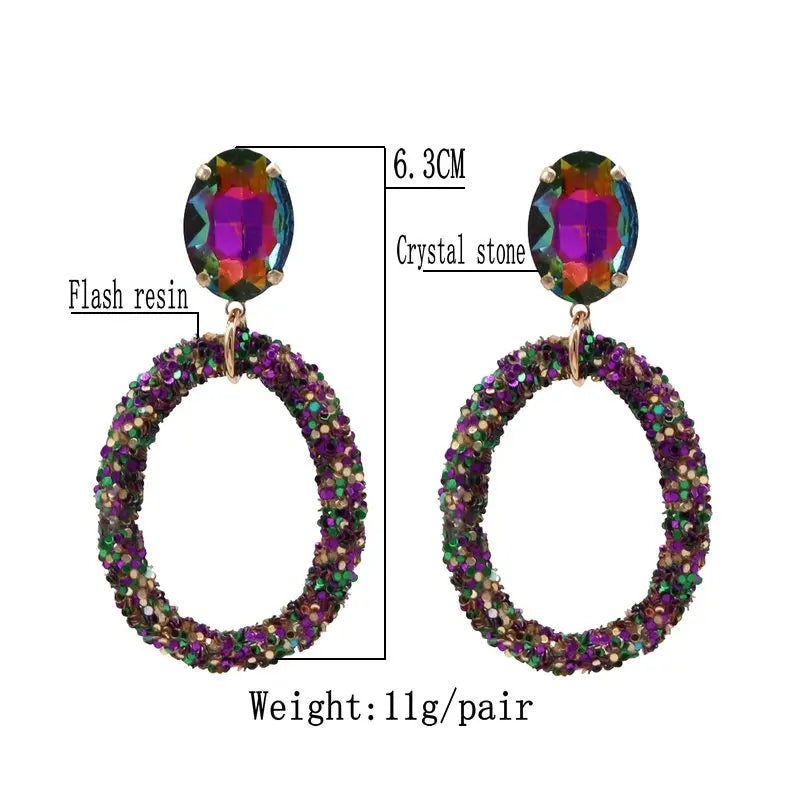 Crystal Pendant Earrings Colorful Party Statement Jewelry Gift
