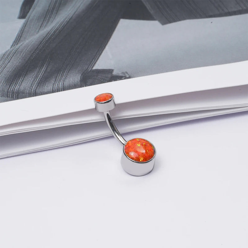 Opal Titanium Belly Button Ring