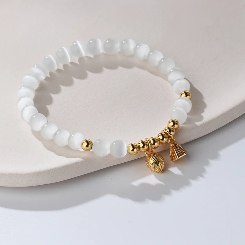 Opal Charm Bracelet Sterling Silver Child Jewelry Natural Stone Accessory Gift