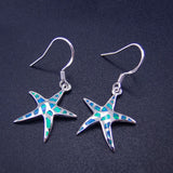 925 Silver Starfish Opal Drop Earrings with Fire Opal for Women Gift