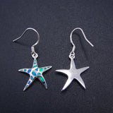 925 Silver Starfish Opal Drop Earrings with Fire Opal for Women Gift