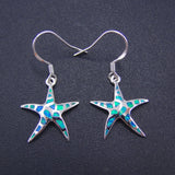 925 Silver Starfish Opal Drop Earrings with Fire Opal for Women Gift