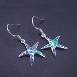 925 Silver Starfish Opal Drop Earrings with Fire Opal for Women Gift