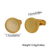 Opal Mens Cufflinks Golden Round Whale Back Closure Shirt Suit Jewelry