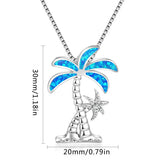 Opal Palmtree Lady Pendant Chain Necklace Summer Seashore Beach Charm Jewelry