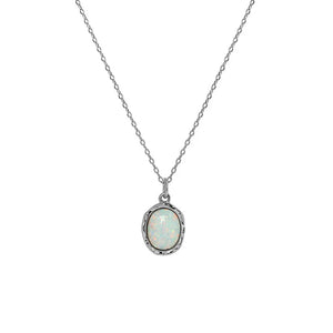 Opal Pendant Necklace 925 Silver Boho Statement Gift for Women