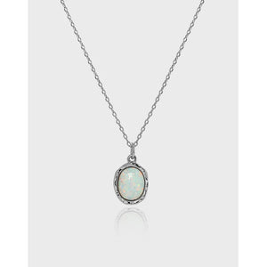 Opal Pendant Necklace 925 Silver Boho Statement Gift for Women