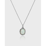 Opal Pendant Necklace 925 Silver Boho Statement Gift for Women