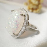 Opal Ring 925 Silver Zircon Jewelry for Women