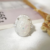 Opal Ring 925 Silver Zircon Jewelry for Women