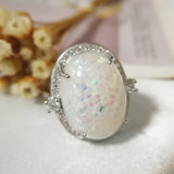 Opal Ring 925 Silver Zircon Jewelry for Women