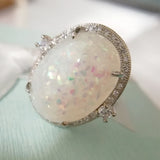 Opal Ring 925 Silver Zircon Jewelry for Women