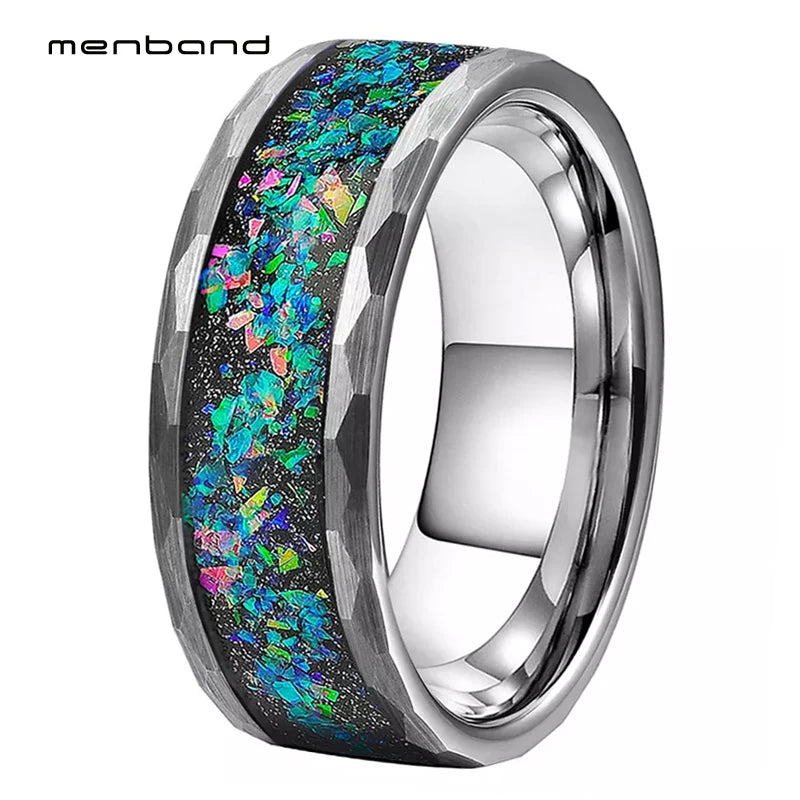 Galaxy Opal Inlay Tungsten Wedding Band 8MM
