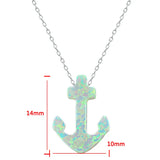 Opal Stone Pendant Choker Necklace 925 Silver Women Collar with Anchor Pendant