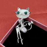 Opal Kitten Cat Eye Stone Brooch Crystal Collar Dress Fashionable Sexy Wedding