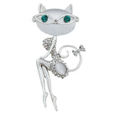 Opal Kitten Cat Eye Stone Brooch Crystal Collar Dress Fashionable Sexy Wedding
