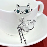 Opal Kitten Cat Eye Stone Brooch Crystal Collar Dress Fashionable Sexy Wedding