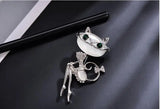 Opal Kitten Cat Eye Stone Brooch Crystal Collar Dress Fashionable Sexy Wedding
