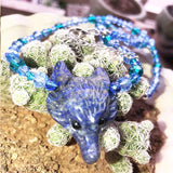 Opalite Wolf Necklace, Ice Queen Witch Jewelry