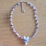 Opalite Wolf Necklace, Ice Queen Witch Jewelry