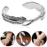 Adjustable Tibetan Silver Feather Cuff Bracelet Classic Jewelry Gift