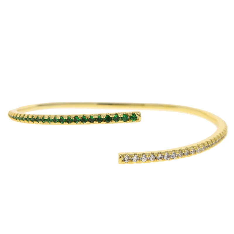 Adjustable CZ Cuff Bangle Red Green Cubic Zirconia Bracelet