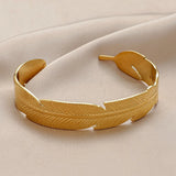 Stainless Steel Leaf Feather Bracelet Punk Rock C-Shaped Bracelet
