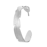 Stainless Steel Leaf Feather Bracelet Punk Rock C-Shaped Bracelet