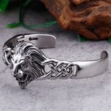 Stainless Steel Lion Head Cuff Bracelet Gothic Biker Jewelry