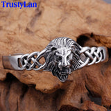 Stainless Steel Lion Head Cuff Bracelet Gothic Biker Jewelry