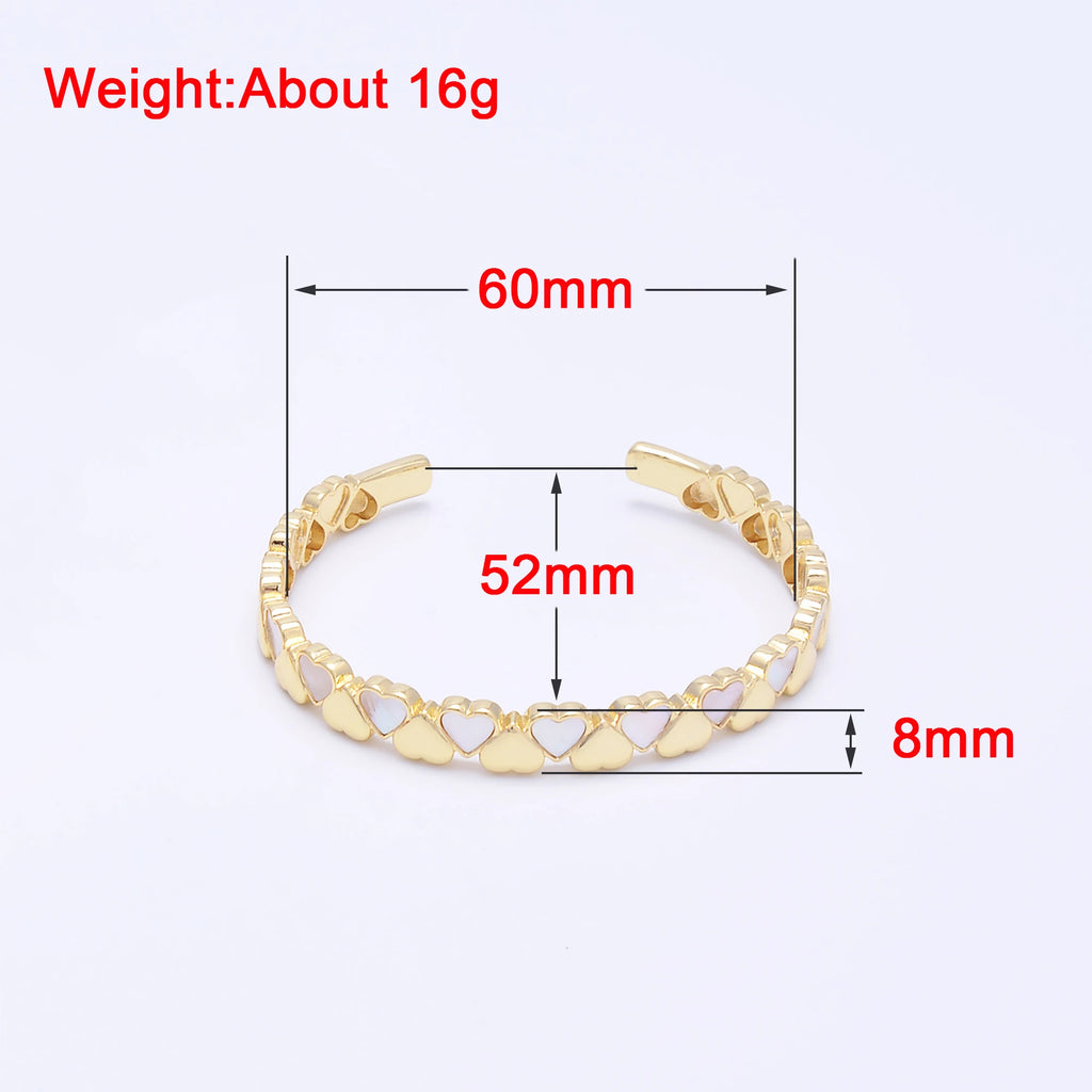 Colorful Heart Bangles Romantic Style Jewelry Gold-Color Enamel Brass Bracelets