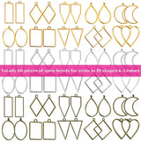 60Pcs Hollow Frame Pendants Resin Craft Bezels for Jewelry Molds