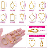 60Pcs Hollow Frame Pendants Resin Craft Bezels for Jewelry Molds