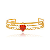 Golden Zircon Bracelet Bangle Women Boho Charm Stainless Steel Gift