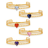 Golden Zircon Bracelet Bangle Women Boho Charm Stainless Steel Gift