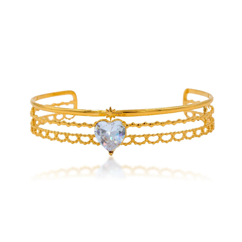 Golden Zircon Bracelet Bangle Women Boho Charm Stainless Steel Gift
