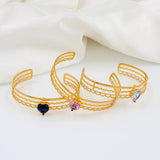 Golden Zircon Bracelet Bangle Women Boho Charm Stainless Steel Gift
