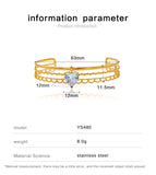 Golden Zircon Bracelet Bangle Women Boho Charm Stainless Steel Gift